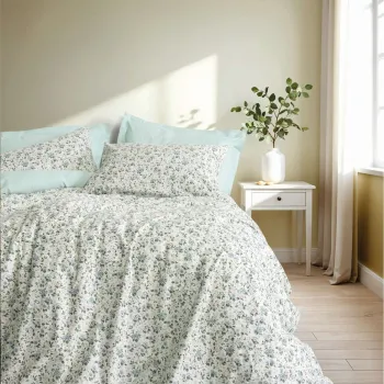 Lenjerie de pat pentru o persoana, L'essentiel Maison, Nola, Bumbac Ranforce, Verde menta imagine