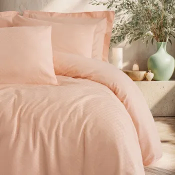 Lenjerie de pat pentru o persoana, L'essentiel Maison, Plaid, Bumbac Ranforce, Roz somon imagine