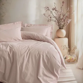 Lenjerie de pat pentru o persoana, L'essentiel Maison, Plain, Bumbac Ranforce, Roz pudra imagine