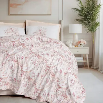 Lenjerie de pat pentru o persoana, L'essentiel Maison, Serava, Bumbac Ranforce , Roz somon imagine