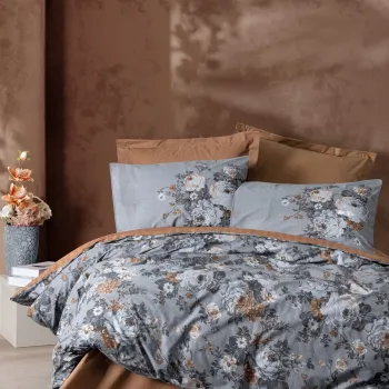 Lenjerie de pat pentru o persoana, Lenora - Brown, Cotton Box, Bumbac Ranforce imagine