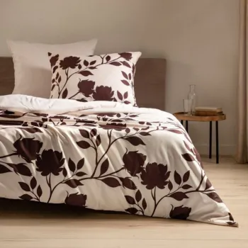 Lenjerie de pat pentru o persoana Linda, Homla, 2 piese, 140x200 cm, microfibra din poliester, crem/maro imagine