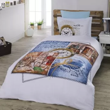 Lenjerie de pat pentru o persoana, Marine, Primacasa by T?rkiz, Bumbac Satinat imagine