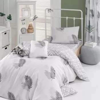 Lenjerie de pat pentru o persoana, Palma - Grey, Eponj Home, 65% bumbac/35% poliester imagine