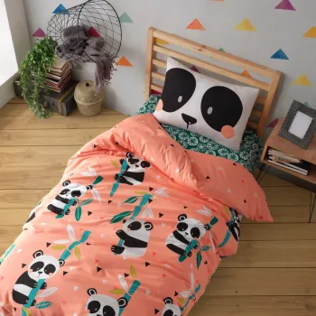 Lenjerie de pat pentru o persoana, Panida - Pink, EnLora Home, 80% bumbac / 20% poliester imagine