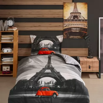 Lenjerie de pat pentru o persoana, Paris, Primacasa by T?rkiz, Bumbac Ranforce imagine