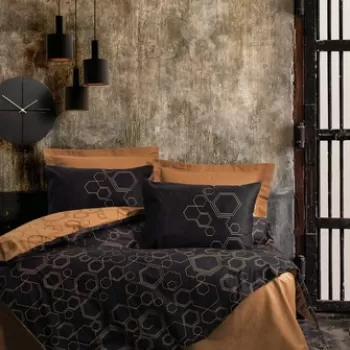 Lenjerie de pat pentru o persoana + patura, 4 piese, 160x220 cm, 100% bumbac ranforce, Cotton Box, Dawn, cupru imagine