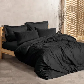 Lenjerie de pat pentru o persoana, Plaid - Black, Cotton Box, Bumbac Ranforce imagine