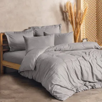 Lenjerie de pat pentru o persoana, Plaid - Grey, Cotton Box, Bumbac Ranforce imagine