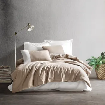 Lenjerie de pat pentru o persoana, Plain - Mink, Cream, Cutie de bumbac, Bumbac Ranforce imagine