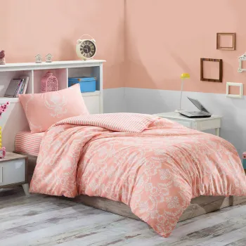 Lenjerie de pat pentru o persoana, Pure - Powder, EnLora Home, 65% bumbac/35% poliester imagine