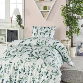 Lenjerie de pat pentru o persoana, Sabine - Green, EnLora Home, 65% bumbac/35% poliester imagine