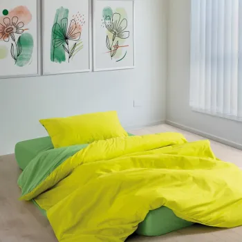 Lenjerie de pat pentru o persoana, Sage - Yellow, Green, Cozy Home, Bumbac Ranforce imagine