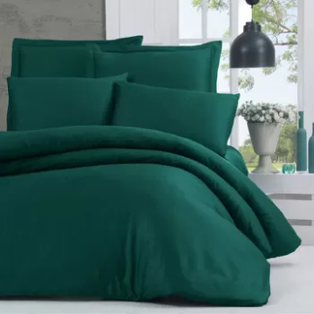 Lenjerie de pat pentru o persoana Single XL (DE), Alisa - Green, Victoria, Bumbac Satinat imagine