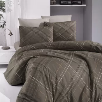 Lenjerie de pat pentru o persoana Single XL (DE), Briana - Brown, Victoria, Bumbac Ranforce imagine