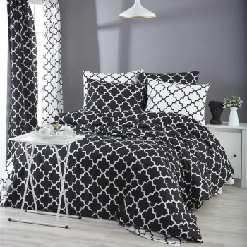 Lenjerie de pat pentru o persoana Single XL (DE), L'essentiel Maison, Madalyon, Alb/Negru imagine