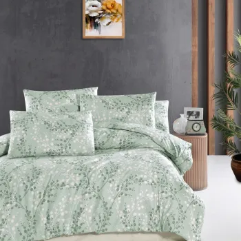 Lenjerie de pat pentru o persoana Single XL (DE), L'essentiel Maison, Marfa, Verde/Alb imagine