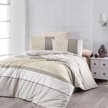 Lenjerie de pat pentru o persoana Single XL (DE), Pine - Beige, Life Style, Bumbac Ranforce imagine