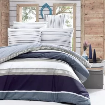 Lenjerie de pat pentru o persoana Single XL (DE), Savoy - Blue, Victoria, Bumbac Ranforce imagine