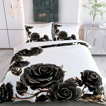 Lenjerie de pat pentru o persoana Single XXL (DE), 2 piese, L'essentiel Maison, Alone, Bumbac;Poliester, Alb/Negru imagine