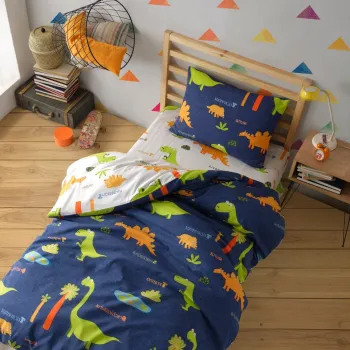 Lenjerie de pat pentru o persoana Single XXL (DE), 2 piese, L'essentiel Maison, Dinolar, Albastru inchis imagine