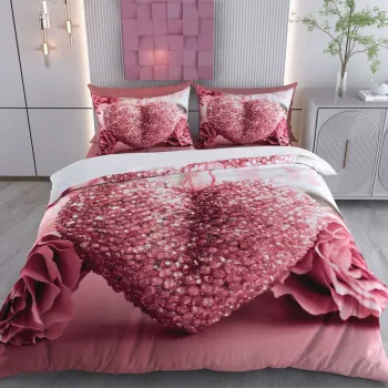 Lenjerie de pat pentru o persoana Single XXL (DE), 2 piese, L'essentiel Maison, Dream, Bumbac;Poliester, Trandafir praf / Alb imagine