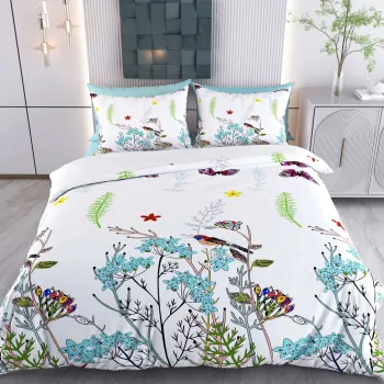 Lenjerie de pat pentru o persoana Single XXL (DE), 2 piese, L'essentiel Maison, Feronis, Bumbac;Poliester, Alb / Albastru / Verde / Galben / Rosu imagine