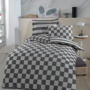 Lenjerie de pat pentru o persoana Single XXL (DE), 2 piese, L'essentiel Maison, Kareli Saten, Negru imagine