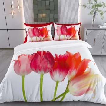 Lenjerie de pat pentru o persoana Single XXL (DE), 2 piese, L'essentiel Maison, Kital, Bumbac;Poliester, Alb / Rosu / Portocaliu / Roz / Verde imagine