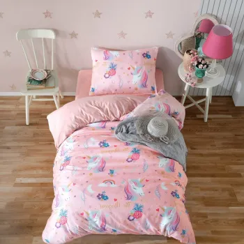 Lenjerie de pat pentru o persoana Single XXL (DE), 2 piese, L'essentiel Maison, Magical, 65% bumbac/35% poliester, Roz imagine