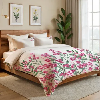 Lenjerie de pat pentru o persoana Single XXL (DE), 2 piese, L'essentiel Maison, Magnolia, Crem / Verde / Roz imagine