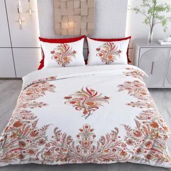 Lenjerie de pat pentru o persoana Single XXL (DE), 2 piese, L'essentiel Maison, Marif, Bumbac;Poliester, Alb / Rosu / Portocaliu / Verde imagine