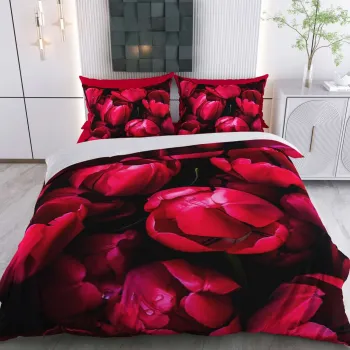 Lenjerie de pat pentru o persoana Single XXL (DE), 2 piese, L'essentiel Maison, Pigane, Bumbac;Poliester, Rosu/Negru imagine