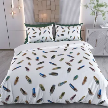 Lenjerie de pat pentru o persoana Single XXL (DE), 2 piese, L'essentiel Maison, Posay, Bumbac;Poliester, Alb / Albastru inchis / Maro imagine