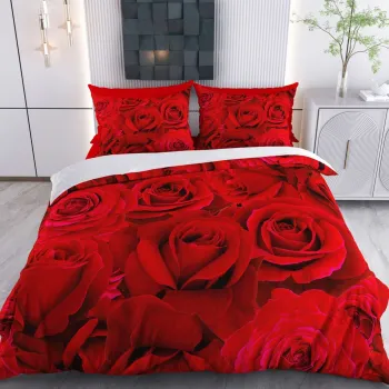 Lenjerie de pat pentru o persoana Single XXL (DE), 2 piese, L'essentiel Maison, Rabella, Bumbac;Poliester, Rosu imagine