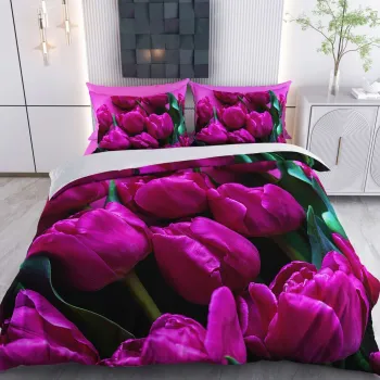 Lenjerie de pat pentru o persoana Single XXL (DE), 2 piese, L'essentiel Maison, Seren, Bumbac;Poliester, Mov/Verde imagine