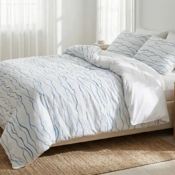 Lenjerie de pat pentru o persoana Single XXL (DE), 2 piese, L'essentiel Maison, Serenity, Alb / Albastru / Albastru deschis imagine