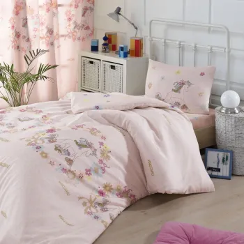 Lenjerie de pat pentru o persoana Single XXL (DE), 2 piese, L'essentiel Maison, Unicornlar, 65% bumbac/35% poliester, Roz / Bej imagine