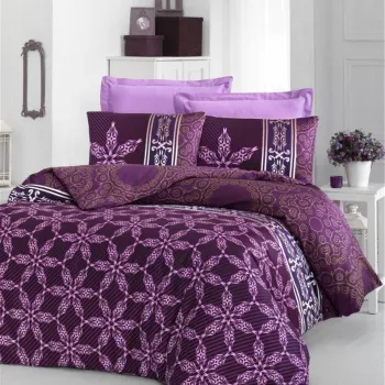 Lenjerie de pat pentru o persoana Single XXL (DE), L'essentiel Maison, Alisa, Liliac / Alb imagine