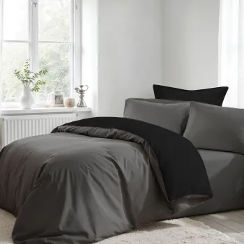 Lenjerie de pat pentru o persoana Single XXL (DE), L'essentiel Maison, Anthracite, Negru, Antracit / Negru imagine