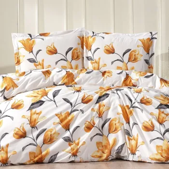 Lenjerie de pat pentru o persoana Single XXL (DE), L'essentiel Maison, Crocus, Alb / Galben / Negru imagine