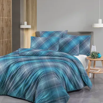 Lenjerie de pat pentru o persoana Single XXL (DE), L'essentiel Maison, Dasha, Albastru / Albastru inchis imagine