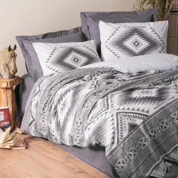 Lenjerie de pat pentru o persoana Single XXL (DE), L'essentiel Maison, Delos, Antracit/Alb imagine