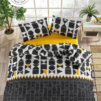 Lenjerie de pat pentru o persoana Single XXL (DE), L'essentiel Maison, Etnik, Negru / Galben / Alb imagine