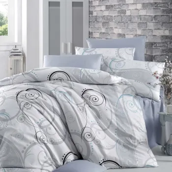 Lenjerie de pat pentru o persoana Single XXL (DE), L'essentiel Maison, Guliz, Alb / Gri / Negru imagine