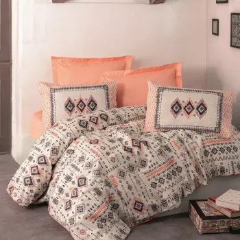 Lenjerie de pat pentru o persoana Single XXL (DE), L'essentiel Maison, Kateri, Roz somon imagine