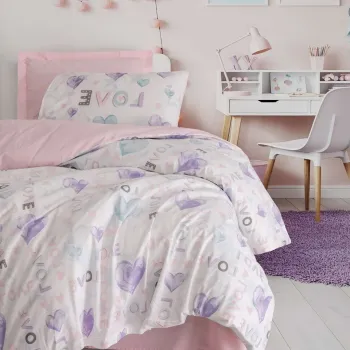 Lenjerie de pat pentru o persoana Single XXL (DE), L'essentiel Maison, Lovella, Bumbac Ranforce, Roz imagine