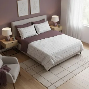 Lenjerie de pat pentru o persoana Single XXL (DE), L'essentiel Maison, Maro Kombin, Roz Padure / Alb / Mov / Maro imagine