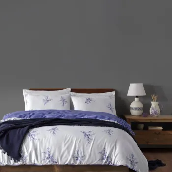 Lenjerie de pat pentru o persoana Single XXL (DE), L'essentiel Maison, Meltem, Alb/Albastru imagine