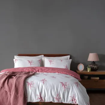 Lenjerie de pat pentru o persoana Single XXL (DE), L'essentiel Maison, Meltem, Alb/Roz imagine